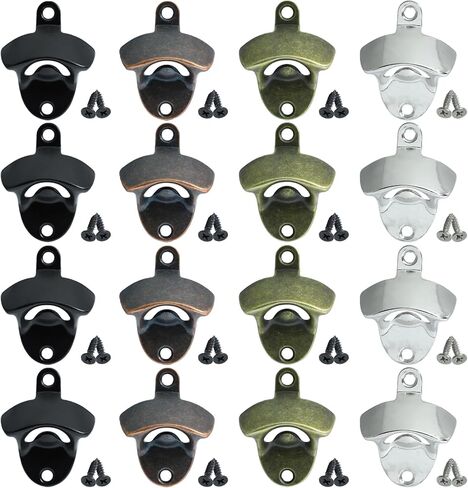 16 Pcs Vintage Bottle Opener Wall Mounted, Beer Cap Bottle Opener Suitable for Bars Hotels KTV Homes DIY Cooler Table (Antique Copper, Black, Silver, Bronze) in Saudi Arabia