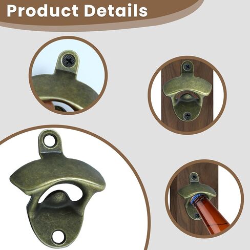 16 Pcs Vintage Bottle Opener Wall Mounted, Beer Cap Bottle Opener Suitable for Bars Hotels KTV Homes DIY Cooler Table (Antique Copper, Black, Silver, Bronze) in Saudi Arabia