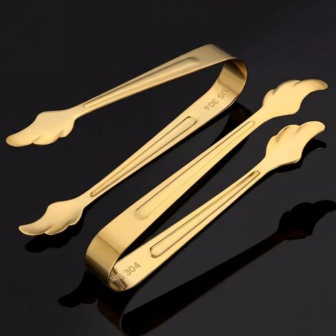 2 PCS Mini Tongs for Appetizer, Stainless Steel Ice Tongs Gold Small Party Dessert Tong Mini Sugar Tong for Coffee Bar, Desserts, Tea, Party, Ice Bucket, Appetizers in Kuwait