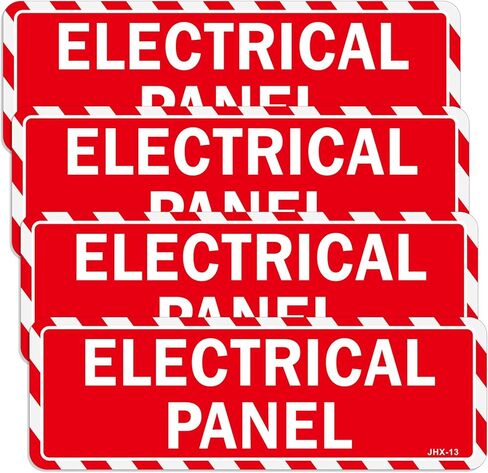 Electrical Panel Sign 4-Pack (3×9 Inches) - Self-Adhesive Clear Warning Labels, Identify Electrical Zones, Ensure Safety for Industrial & Commercial Premises in Kuwait