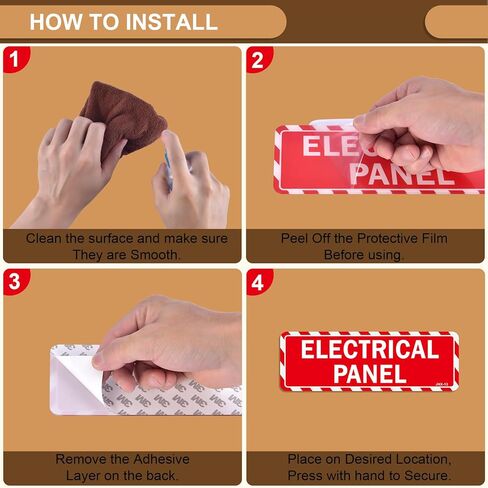 Electrical Panel Sign 4-Pack (3×9 Inches) - Self-Adhesive Clear Warning Labels, Identify Electrical Zones, Ensure Safety for Industrial & Commercial Premises in Kuwait