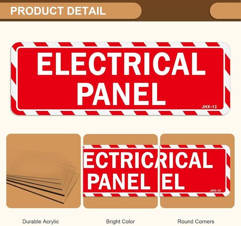 Electrical Panel Sign 4-Pack (3×9 Inches) - Self-Adhesive Clear Warning Labels, Identify Electrical Zones, Ensure Safety for Industrial & Commercial Premises in Kuwait