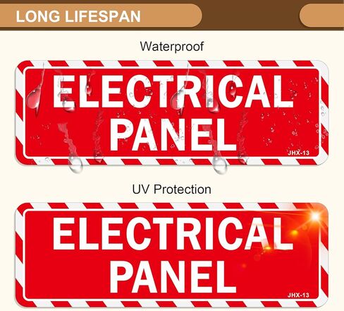 Electrical Panel Sign 4-Pack (3×9 Inches) - Self-Adhesive Clear Warning Labels, Identify Electrical Zones, Ensure Safety for Industrial & Commercial Premises in Kuwait