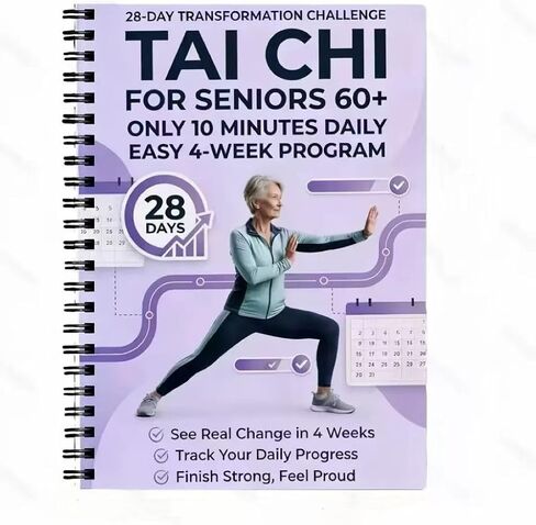 Tai Chi for Seniors Over 60, Step-by-Step Guide for Pain Relief, 28-Day Challenge for Home Practice Weight Loss, Simplified Original Movements to Improve Flexibility and Balance (Purple) in Kuwait