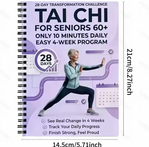 Tai Chi for Seniors Over 60, Step-by-Step Guide for Pain Relief, 28-Day Challenge for Home Practice Weight Loss, Simplified Original Movements to Improve Flexibility and Balance (Purple) in Kuwait