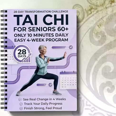 Tai Chi for Seniors Over 60, Step-by-Step Guide for Pain Relief, 28-Day Challenge for Home Practice Weight Loss, Simplified Original Movements to Improve Flexibility and Balance (Purple) in Kuwait