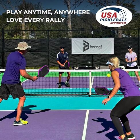 مجداف Beesoul Pickleball مع سطح من ألياف الكربون الخام T700 المشكل بالحرارة، مصمم للحصول على أقصى قدر من قوة الدوران والتحكم مع نقطة حلوة كبيرة على شكل قرص العسل بقوة 16 مم، معتمد من الولايات المتحدة الأمريكية in Kuwait