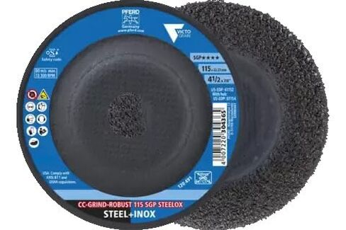 PFERD - Roughing disc CC-GRIND ROBUST 115 x 22.23 mm, SGP STEELOX special line for steel/stainless steel - Set of 5 discs in Kuwait