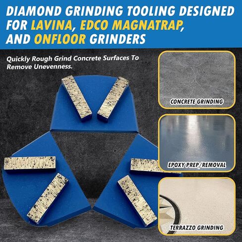 Diamond Grinding Discs for Lavina and Edco Magnatrap Grinders, Set of 3, Medium Bond, 30/40 Grit in Kuwait