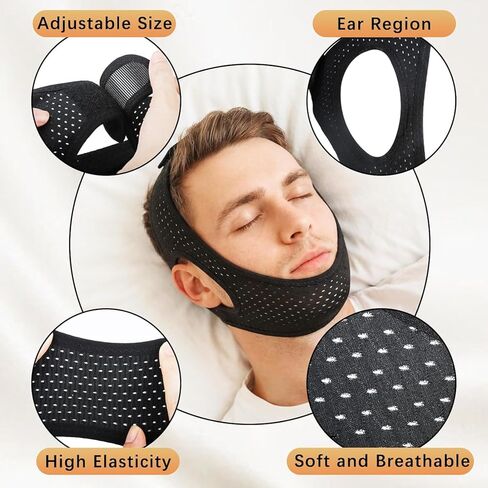 Sleep Apnea Devices丨Comfortable Chin Strap for Sleeping - Improve Sleep Quality, Simple & Adjustable Design for Men and Women (21 Inches,Black) in Saudi Arabia