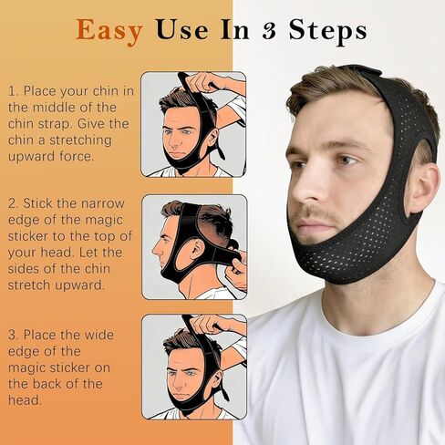 Sleep Apnea Devices丨Comfortable Chin Strap for Sleeping - Improve Sleep Quality, Simple & Adjustable Design for Men and Women (21 Inches,Black) in Saudi Arabia