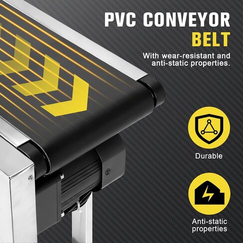 أنظمة حزام النقل المسطح PVC شديدة التحمل من ETOYA، ناقل بمحرك من الفولاذ المقاوم للصدأ مقاس 59 × 7.8 بوصة مزود بدرابزين مزدوج، ناقلات حزام صناعية ذات سرعة قابلة للتعديل لنقل المواد وترميز نفث الحبر in Kuwait