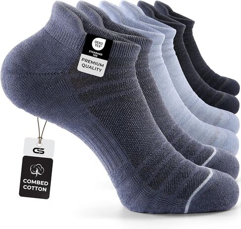 CS CELERSPORT 6 Pack Athletic Running Ankle Socks, Cotton Low Cut Cushioned Anti-Blister Tab Sports Socks Men Women in Saudi Arabia
