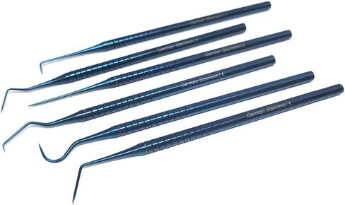 6 Professional Dental Tartar Scraper Tools Titanium Coated Single Ended Tartar Remover for Teeth, Dental Pick, Plaque Remover, Tooth Scraper for Added Oral Care at Home, Stainless Steel in Kuwait