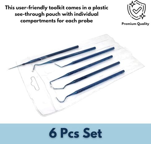 6 Professional Dental Tartar Scraper Tools Titanium Coated Single Ended Tartar Remover for Teeth, Dental Pick, Plaque Remover, Tooth Scraper for Added Oral Care at Home, Stainless Steel in Kuwait