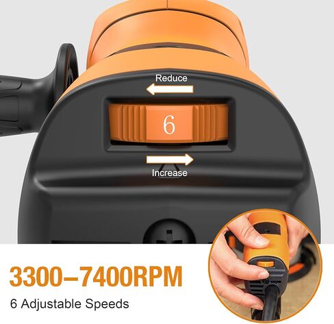 ماكينة صنفرة مدارية عشوائية MAXXT 800 وات، 5 مم غريب الأطوار، سرعة متغيرة 3300-7400 دورة في الدقيقة، وسادة 150 مم، تلميع مزدوج الوضع، مجموعة الغبار، 5 ورق صنفرة، ملمع جاف كهربائي للخشب والمعادن والسيارة in Kuwait
