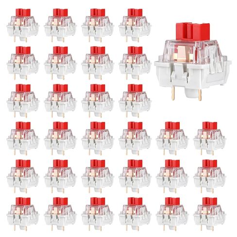 30Pcs Red Switch Replacement, 3 PIN Mechanical Keyboard Switches, Clicky with Strong Tactile Feedback, Accurate Typing, Dustproof, Office and Gaming LED Keyboard Universal Replacement Parts in Kuwait