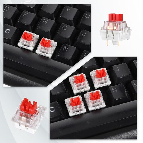 30Pcs Red Switch Replacement, 3 PIN Mechanical Keyboard Switches, Clicky with Strong Tactile Feedback, Accurate Typing, Dustproof, Office and Gaming LED Keyboard Universal Replacement Parts in Kuwait