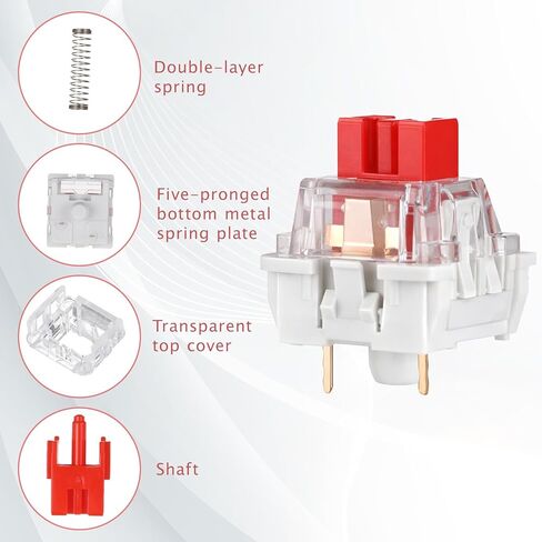 30Pcs Red Switch Replacement, 3 PIN Mechanical Keyboard Switches, Clicky with Strong Tactile Feedback, Accurate Typing, Dustproof, Office and Gaming LED Keyboard Universal Replacement Parts in Kuwait