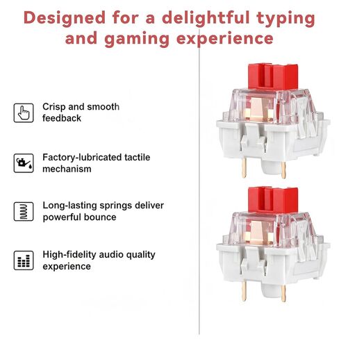 30Pcs Red Switch Replacement, 3 PIN Mechanical Keyboard Switches, Clicky with Strong Tactile Feedback, Accurate Typing, Dustproof, Office and Gaming LED Keyboard Universal Replacement Parts in Kuwait