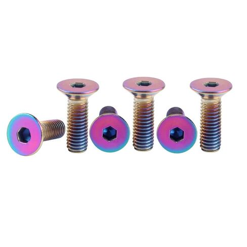 6Pcs Steering Wheel Screw Bolts Taper M5×16mm Titanium Finish Bolt Ranibow Flat Head in Kuwait