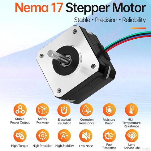 Nema 17 Stepper Motor 1.8‌°‌ 2 المرحلة عزم دوران عالي 0.28Nm(39.65oz·in) ثنائي القطب 42x28mm 1.6A 1.6Ω 4-سلك رمح 24mm φ5mm 42 محرك متدرج كابل 1M للطابعة ثلاثية الأبعاد DIY Robot CNC Machine in Kuwait