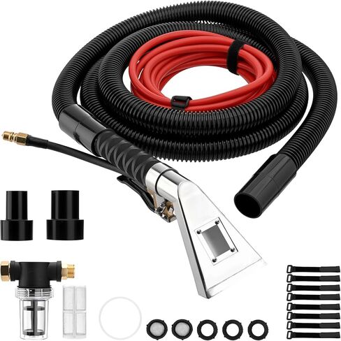 طقم مرفق مستخرج متوافق مع طقم خرطوم مستخرج Shop Vac عصا مستخرج من الفولاذ المقاوم للصدأ مع نافذة عرض، خرطوم مياه بطول 25 قدمًا وخرطوم مكنسة كهربائية بطول 10 أقدام، للتنظيف الصناعي للسجاد والتفصيل التلقائي in Kuwait