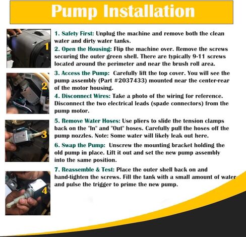 Replacement Water Pump & Solenoid Valve Fits For Bissell BigGreen Machine BG10, 86T3, 3288 - Commercial Grade Pump & Valve - Restores Sprayer Function in Kuwait