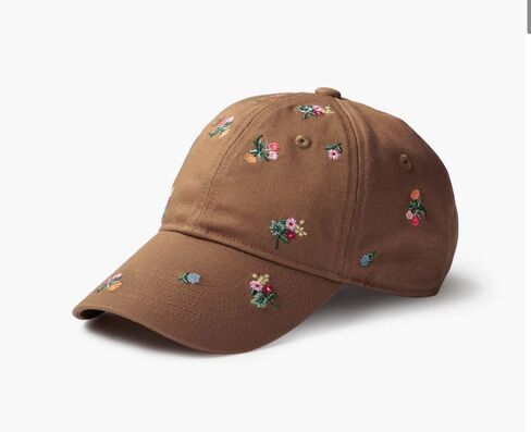 شركة RIFLE PAPER CO. قبعة بيسبول Ditsy Dahlia، تصميم كلاسيكي من 6 ألواح، حزام قابل للتعديل، 100% قطن، طباعة مطرزة بالكامل لحفلات الحديقة، مقاس واحد يناسب الجميع in Kuwait