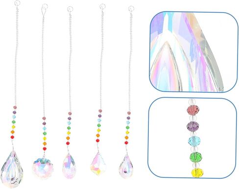 BESTonZON 5 قطع من المنشورات الكريستالية زخارف معلقة DIY قلادات نافذة قوس قزح لديكور المنزل من الكريستال للديكور الداخلي والعطاء in Kuwait