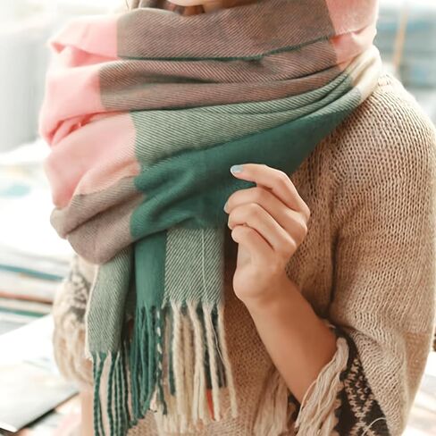 وشاح نسائي طويل منقوش شتوي دافئ شالات شبكية كبيرة يلتف أوشحة شبكية كبيرة in Saudi Arabia