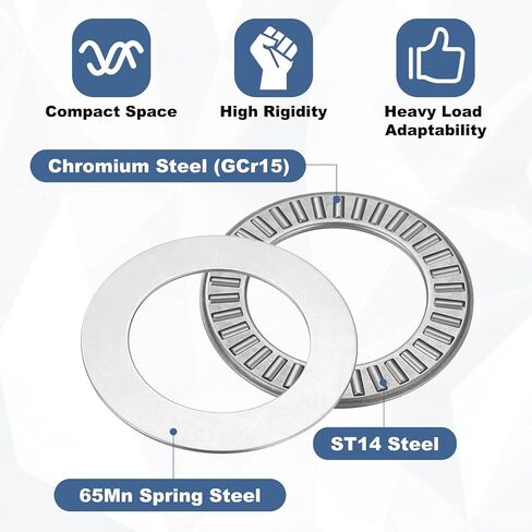 uxcell 10 Sets NTA1828 Thrust Needle Roller Bearings with 20 Washers, Chrome Steel Needle Roller Bearings, ID 1-1/8", OD 1-3/4", Thickness 1/8" in Kuwait