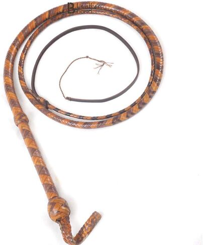 Bull Whip 06 Foot 16 Plaits Kangaroo Hide Leather Equestrian Bullwhip Leather for Sound Practice, Horse Handling & Costume Use in Kuwait