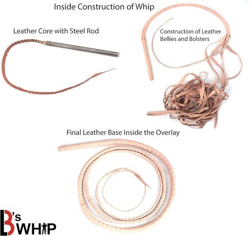 Bull Whip 06 Foot 16 Plaits Kangaroo Hide Leather Equestrian Bullwhip Leather for Sound Practice, Horse Handling & Costume Use in Kuwait