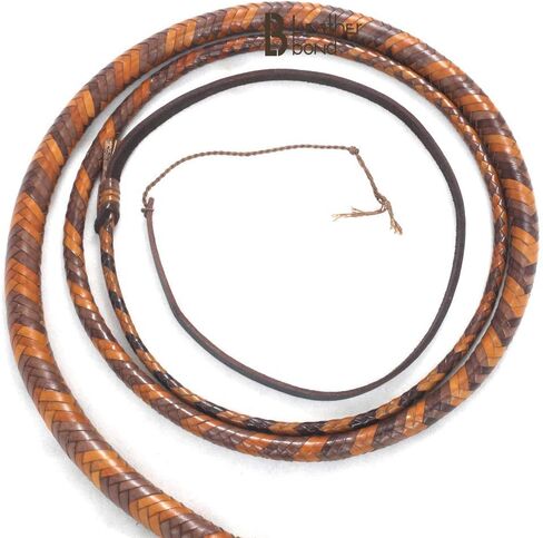 Bull Whip 06 Foot 16 Plaits Kangaroo Hide Leather Equestrian Bullwhip Leather for Sound Practice, Horse Handling & Costume Use in Kuwait