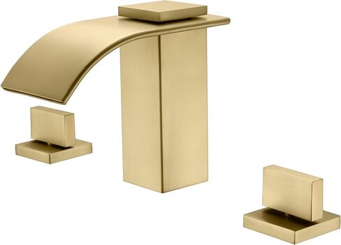 SUMERAIN 8" Widespread Bathroom Faucet 3 Hole Waterfall Basin Faucet Black and Gold Finish in Kuwait