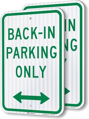 SmartSign 2-Pack "Back-In Parking Only" لافتة معدنية مع سهم ثنائي الاتجاه، 12 بوصة × 18 بوصة، 63 مل من الألومنيوم، مادة عاكسة عالية الكثافة مغلفة 3M، أخضر/أبيض، صناعة أمريكية in Kuwait