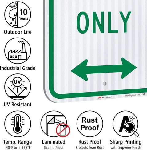 SmartSign 2-Pack "Back-In Parking Only" لافتة معدنية مع سهم ثنائي الاتجاه، 12 بوصة × 18 بوصة، 63 مل من الألومنيوم، مادة عاكسة عالية الكثافة مغلفة 3M، أخضر/أبيض، صناعة أمريكية in Kuwait