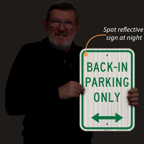 SmartSign 2-Pack "Back-In Parking Only" لافتة معدنية مع سهم ثنائي الاتجاه، 12 بوصة × 18 بوصة، 63 مل من الألومنيوم، مادة عاكسة عالية الكثافة مغلفة 3M، أخضر/أبيض، صناعة أمريكية in Kuwait