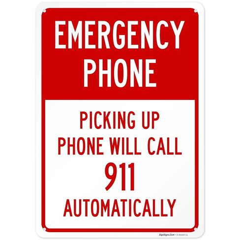 سيتصل هاتف الطوارئ الذي يلتقط الهاتف برقم 911 تلقائيًا، مقاس 10 × 7 بوصة، ملصقات فينيل مقاومة للطقس 4 مل، صنع في الولايات المتحدة الأمريكية بواسطة علامات سيجو in Kuwait