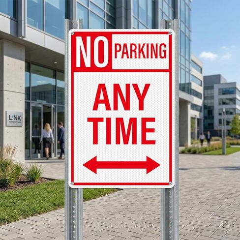 18" × 12" No Parking Anytime Sign with Arrow Reflective Aluminum 2 Pack Rust Free Metal No Parking Signs for Driveway Business Garage Outdoor in Saudi Arabia