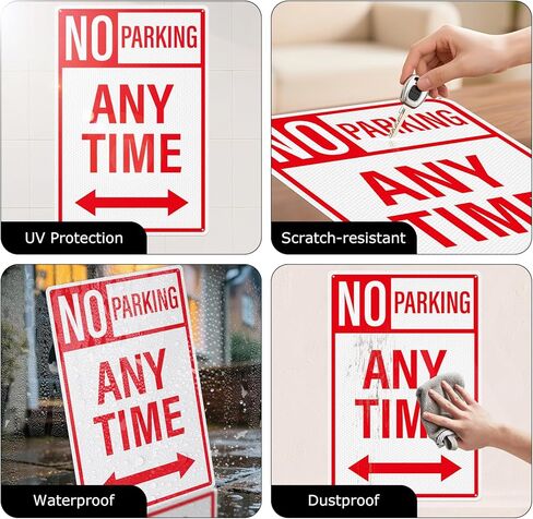 18" × 12" No Parking Anytime Sign with Arrow Reflective Aluminum 2 Pack Rust Free Metal No Parking Signs for Driveway Business Garage Outdoor in Saudi Arabia