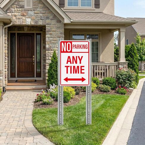 18" × 12" No Parking Anytime Sign with Arrow Reflective Aluminum 2 Pack Rust Free Metal No Parking Signs for Driveway Business Garage Outdoor in Saudi Arabia