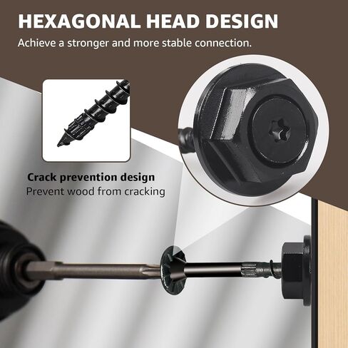 24PCS 0.220 in. x 3-1/2 Inch Outdoor Accents Structural Wood Screw with Hex-Head Washer, Black Rust Resistant Coated for Outdoor Pergolas, Decks, Fence Gates in Kuwait