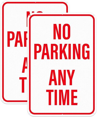 18" × 12" No Parking Anytime Sign with Arrow Reflective Aluminum 2 Pack Rust Free Metal No Parking Signs for Driveway Business Garage Outdoor in Saudi Arabia