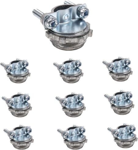 10-Pack ½" Wire Clamps - Steel Clamp Type Cable Connectors - Metallic Conduit Cable Clamp Connectors for Secure Grounding & Cable Protection in Kuwait