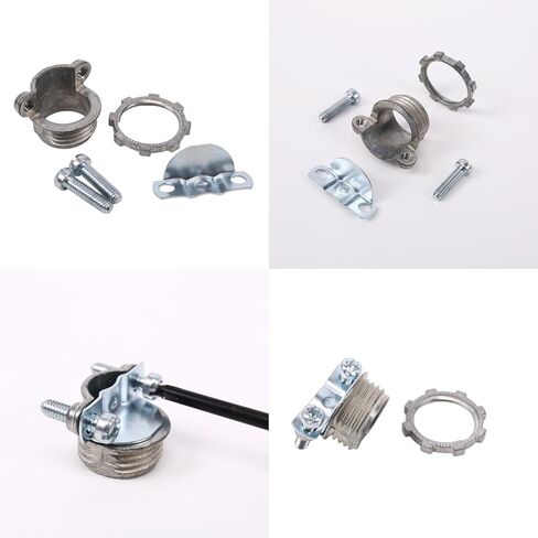 10-Pack ½" Wire Clamps - Steel Clamp Type Cable Connectors - Metallic Conduit Cable Clamp Connectors for Secure Grounding & Cable Protection in Kuwait