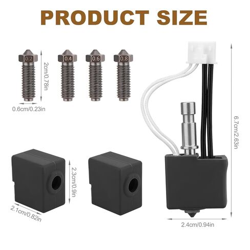 مجموعة Hotend لـ Kobra S1 Combo ACE Pro، طقم بثق رأس الطباعة Hotend مع قطعة واحدة من ملحقات النهاية الساخنة وقطعتين من الأكمام السيليكون و4 قطع فوهات فولاذية صلبة in Kuwait