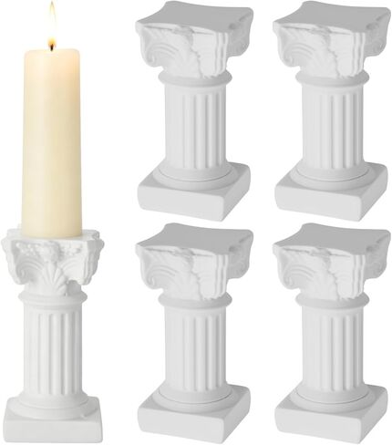 4Pcs Mini Roman Pillar Greek Columns, Candle Holders Resin Candlestick Stand, for Table Accents Decor Home Decoration Wedding Table Decoration in Saudi Arabia