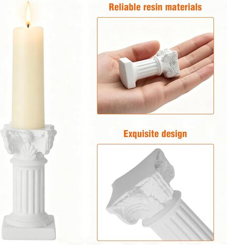 4Pcs Mini Roman Pillar Greek Columns, Candle Holders Resin Candlestick Stand, for Table Accents Decor Home Decoration Wedding Table Decoration in Saudi Arabia